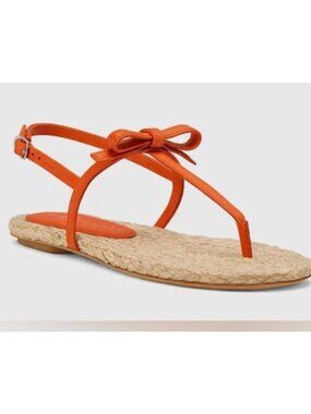 Stuart Weitzman Felicity Slingback Espadrille Sandal Coral Sz 7.5 $295 [jb]
